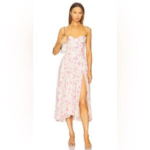 Priscilla Midi Dress in Vintage Pink & Ivory NWT